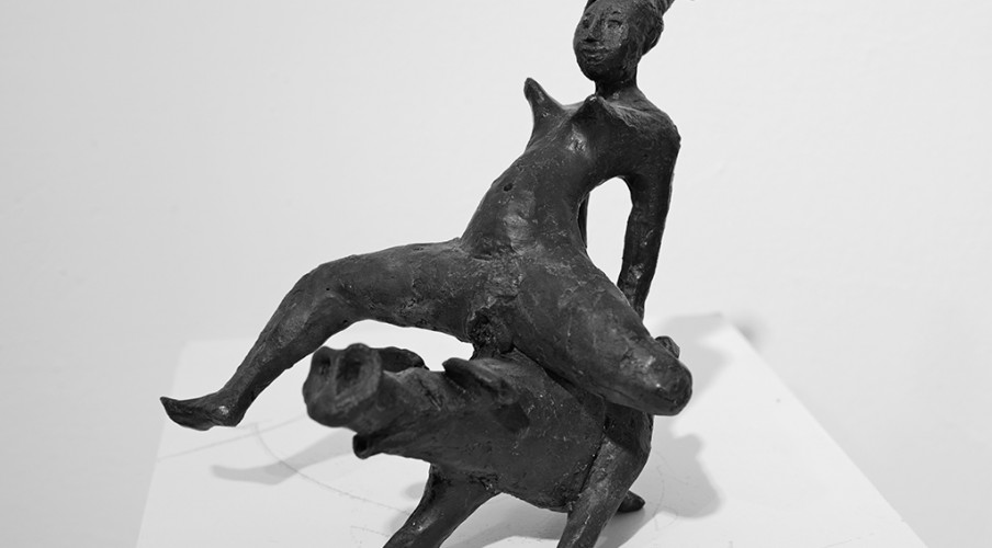 Schweinereitende,Bronze,Hhe: 18 cm,Selma Etareri,DA LOAM
